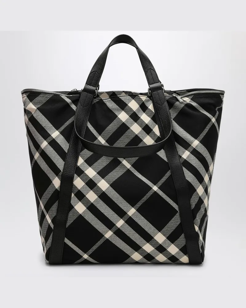 Burberry Tote-Bag aus Baumwollgemisch mit Karomuster schwarz/calico Schwarz