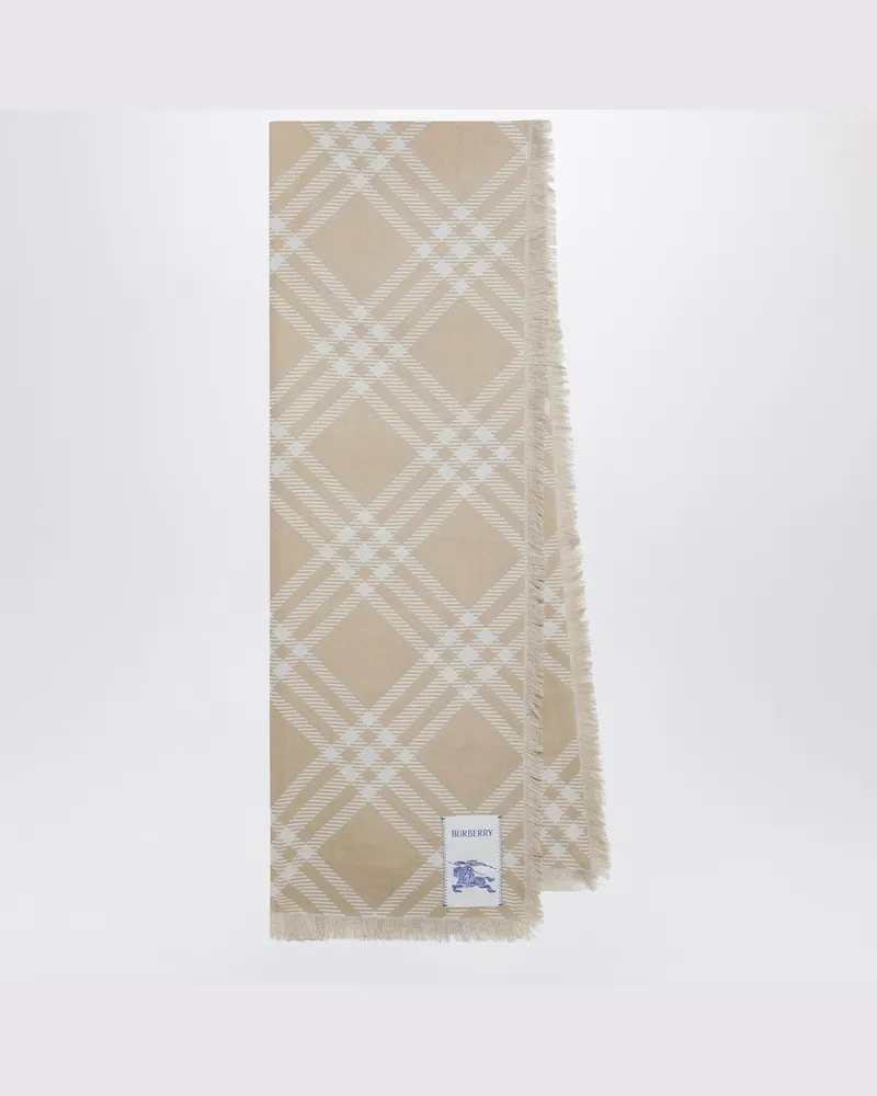 Burberry Seide-Wolle Schal mit beige/écru Check 