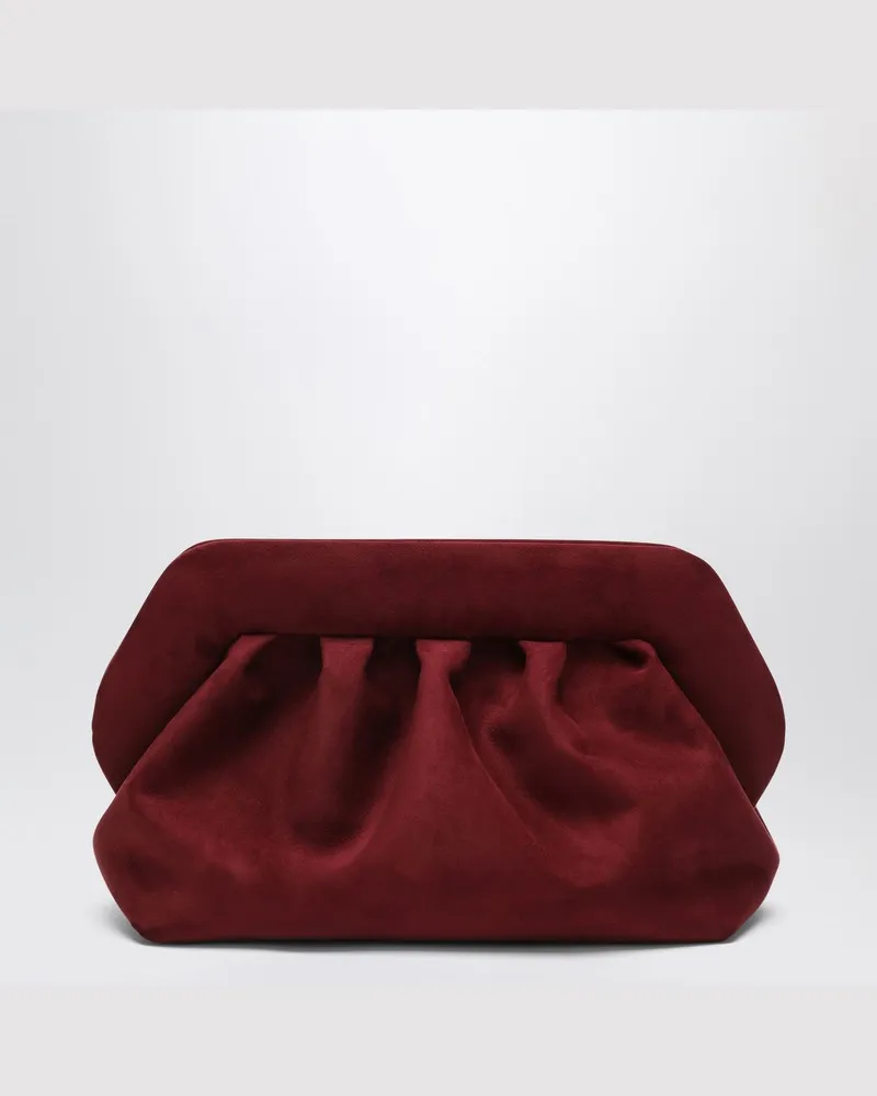 THEMOIRÈ Mittlere Bios Clutch in Pflaumenfarbe mit Wildlederoptik Burgunderrot