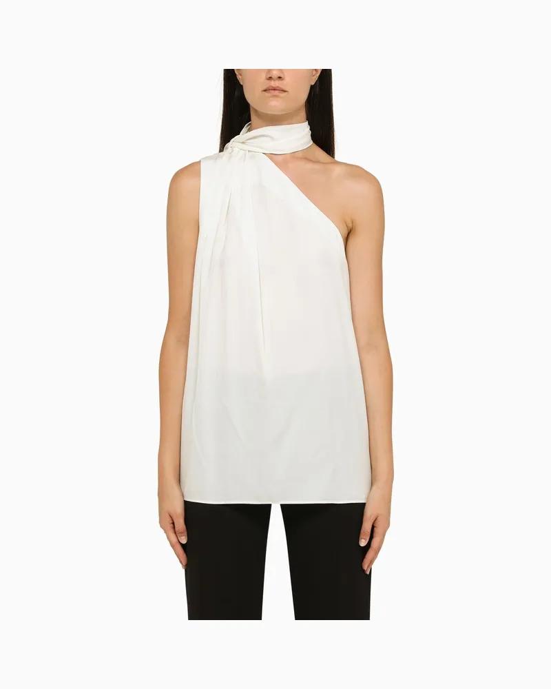 Stella McCartney Cremefarbenes asymmetrisches Top aus Viskose Weiß