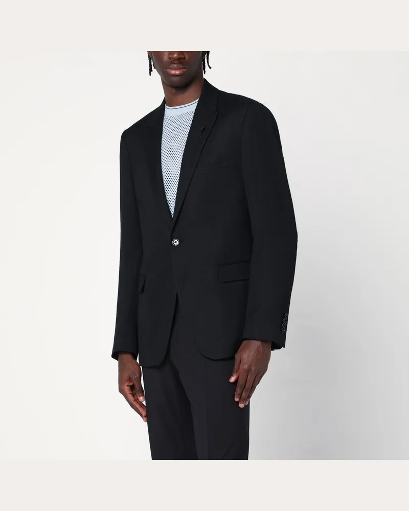 LARDINI Einreihige schwarze Jacke aus Wollmischung Schwarz