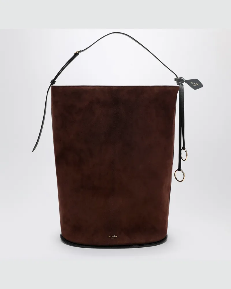 Alaïa Große Hip-Beuteltasche aus braunem Wildleder 
