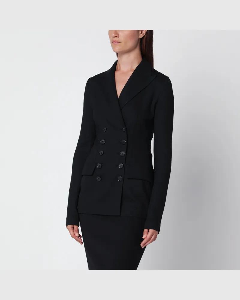 Dolce & Gabbana Doppelreihige Jacke in Schwarz aus Wolle Black