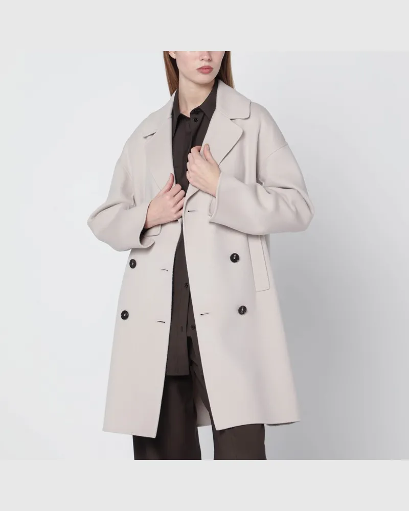 Max Mara Sandfarbener Midi-Mantel aus Wolltuch Beige