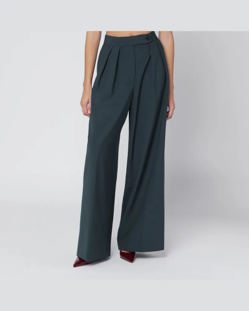 Dries van Noten Gerade Hosen mit dunkelgrünen Falten Green