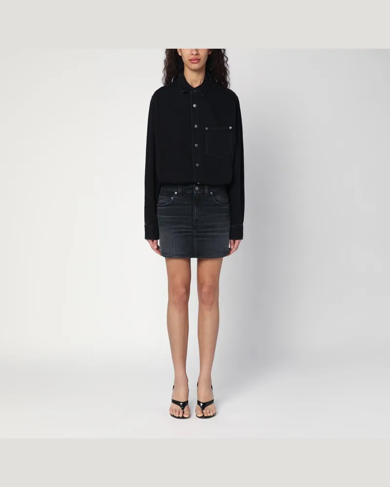 Haikure Schwarzes ausgewaschenes Minikleid Tamu aus Denim Schwarz