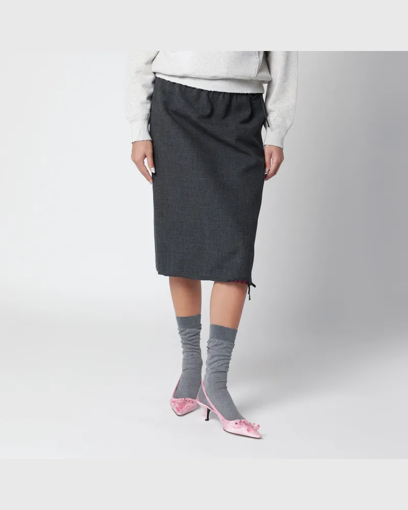 Prada Slate/Garnet Midirock aus gebondetem Devouré-Gewebe Grey