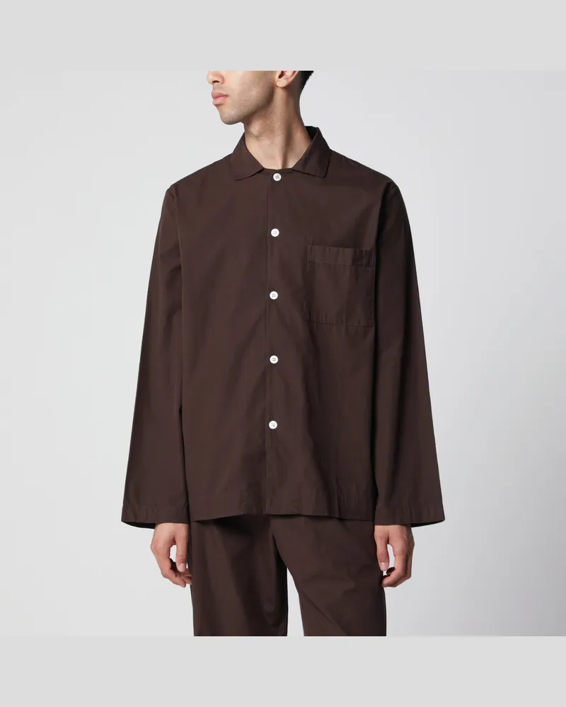 TEKLA Brown cotton pajama shirt Brown