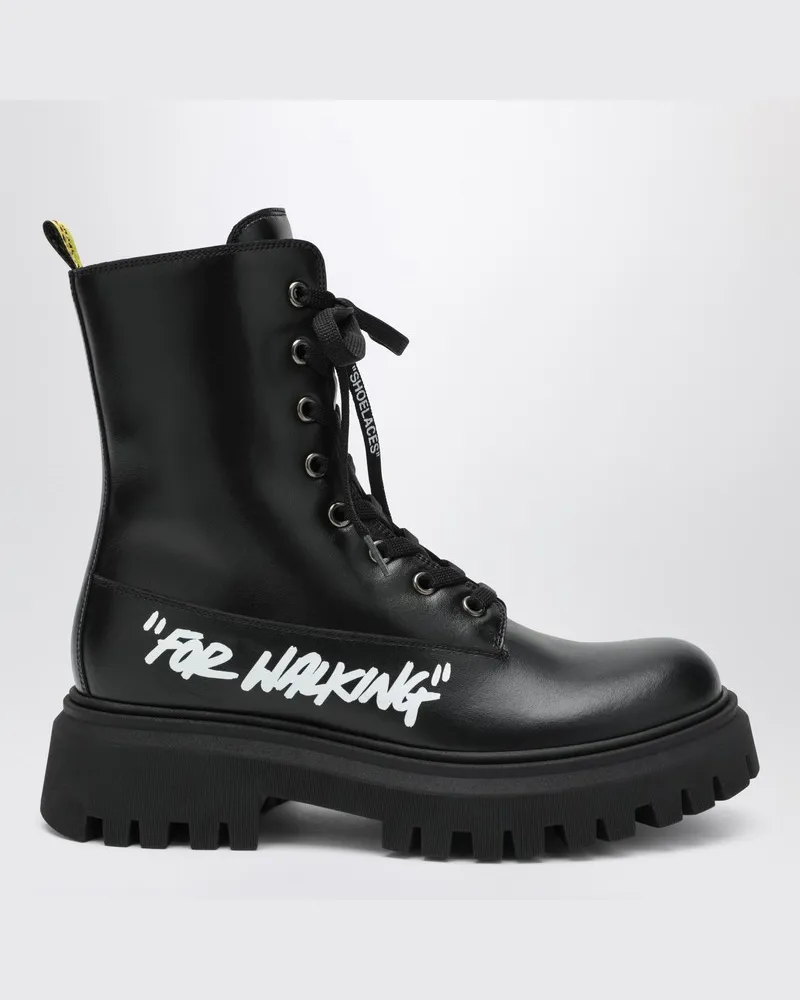 OFF-WHITE Schwarze Leder-Ankle Boots „For Walking Schwarz