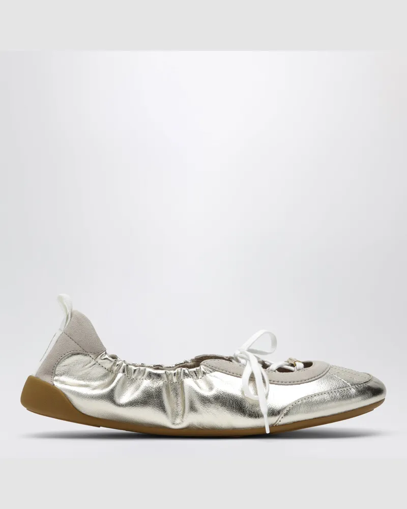 Chloé Kick Ballerina-Sneaker aus metallisiertem Nappaleder Metal