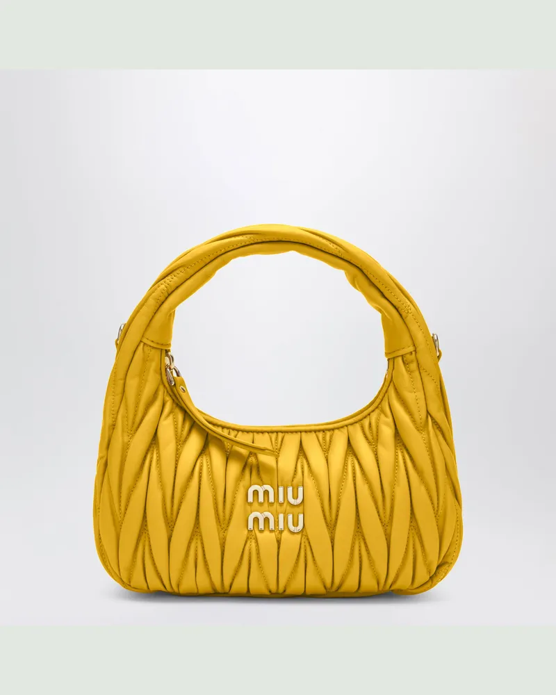Miu Miu Kleine gelbe Miu Wander Tasche aus Matelassé-Leder Yellow