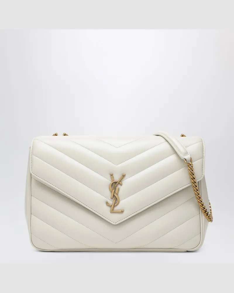 Saint Laurent LouLou Large Tasche in Creme aus Leder Beige