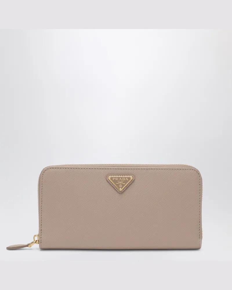 Prada Rundum-Reißverschluss-Portemonnaie in Puderrosa und Gold Pink
