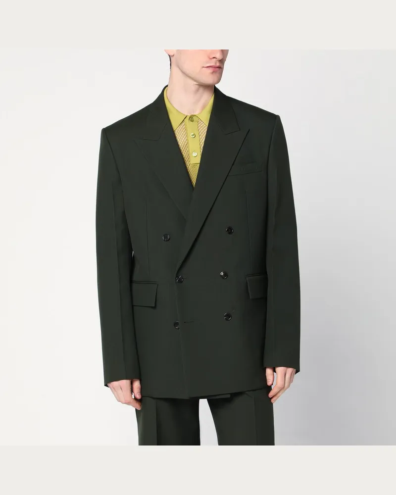Gucci Militärgrüne zweireihige Jacke aus Wolle Grün