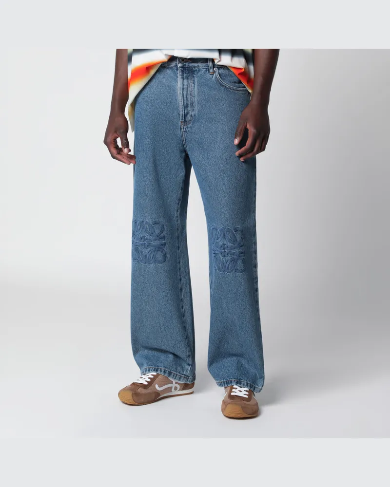 Loewe Baggy-Jeans Anagram aus Baumwoll-Denim in Blau Blue