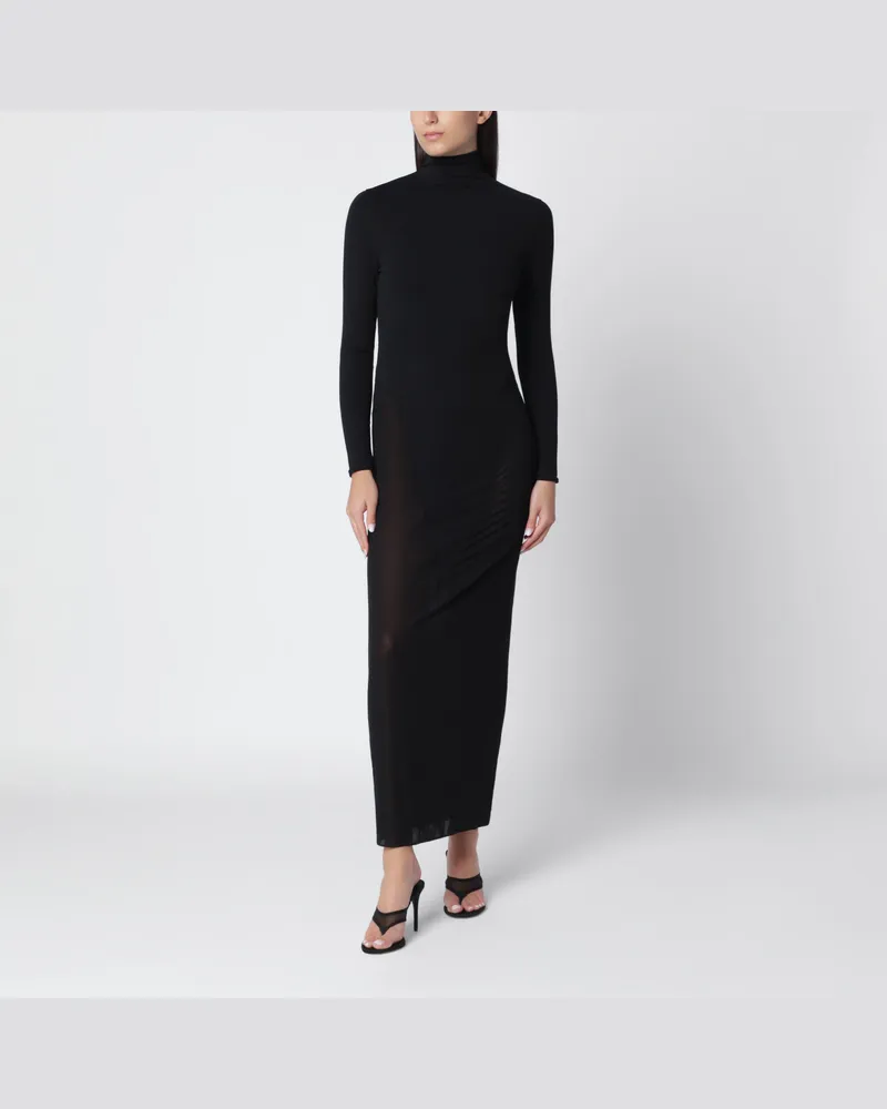 Alaïa Langes schwarzes, tailliertes Jerseykleid Black