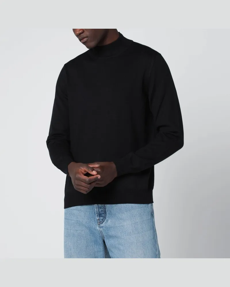 Tagliatore Schwarzer Rollkragenpullover aus Wolle Schwarz