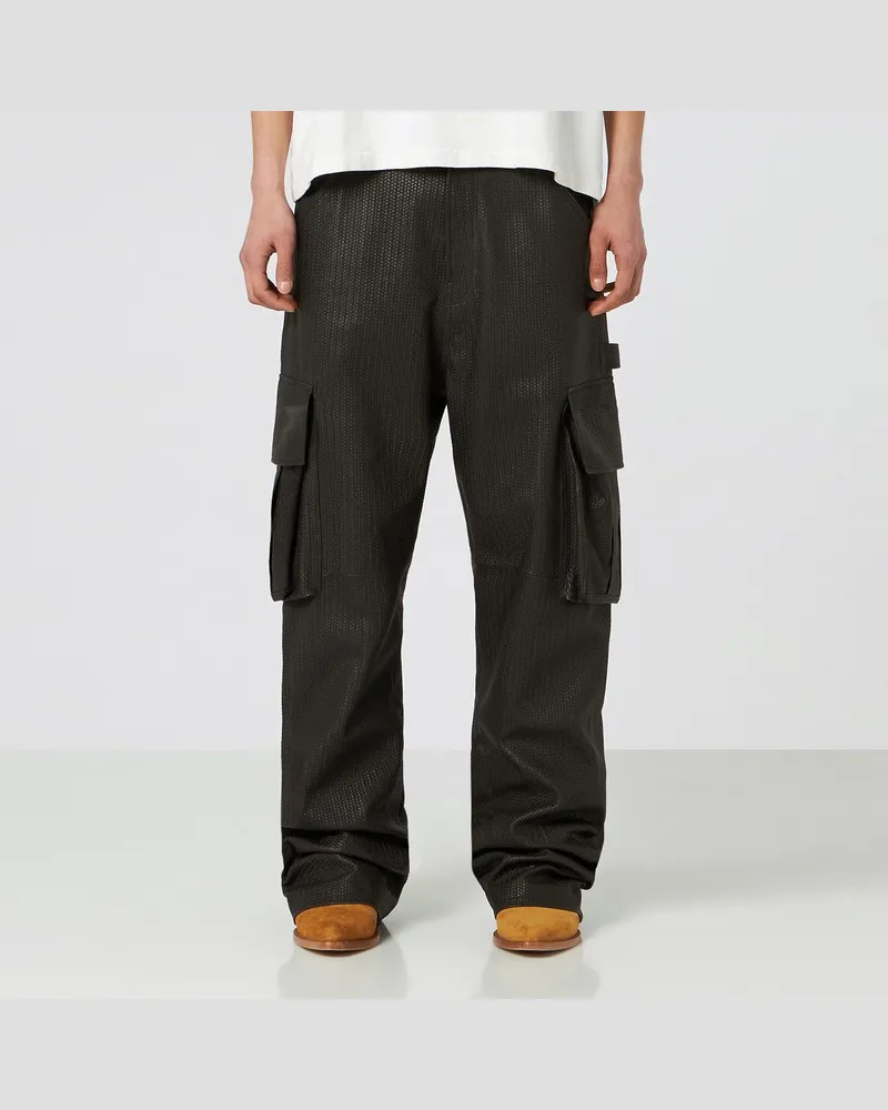 1989 STUDIO Cargo-Hose aus geflochtenem Leder Braun