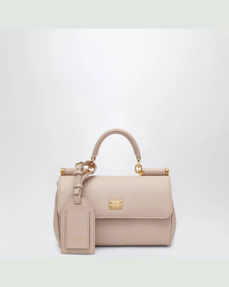 Dolce & Gabbana Kleine My-Sicily-Handtasche aus hellrosa Leder Beige