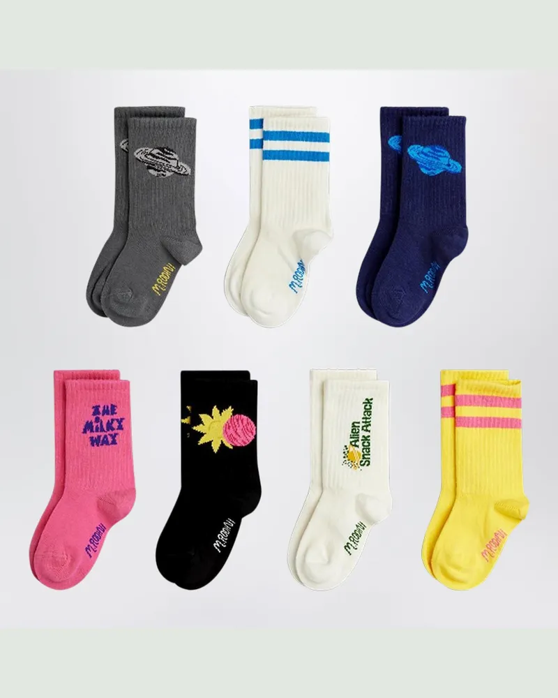 Mini Rodini Sieben Paar Socken mit gemischten Prints Multicolor