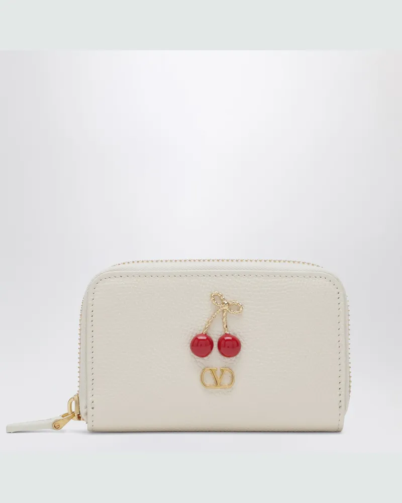 Valentino Garavani Cherryfic-Zip-Around-Portemonnaie in Elfenbein White