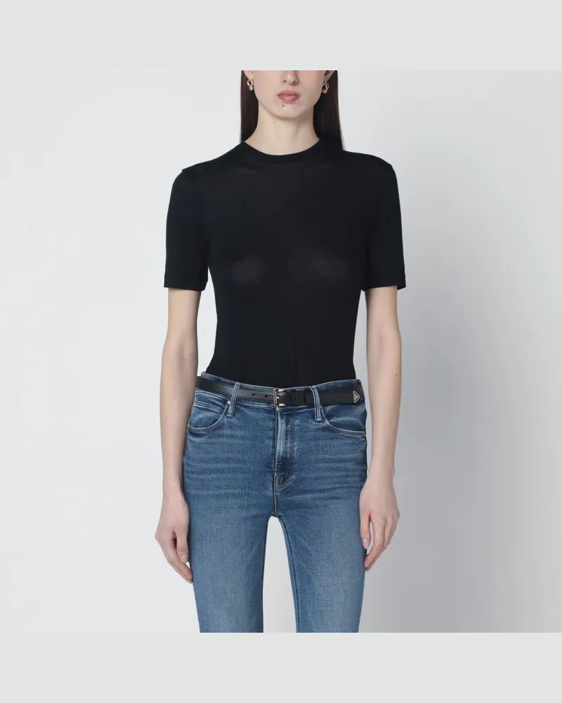 Totême Schwarzes Viskosejersey-T-Shirt Black