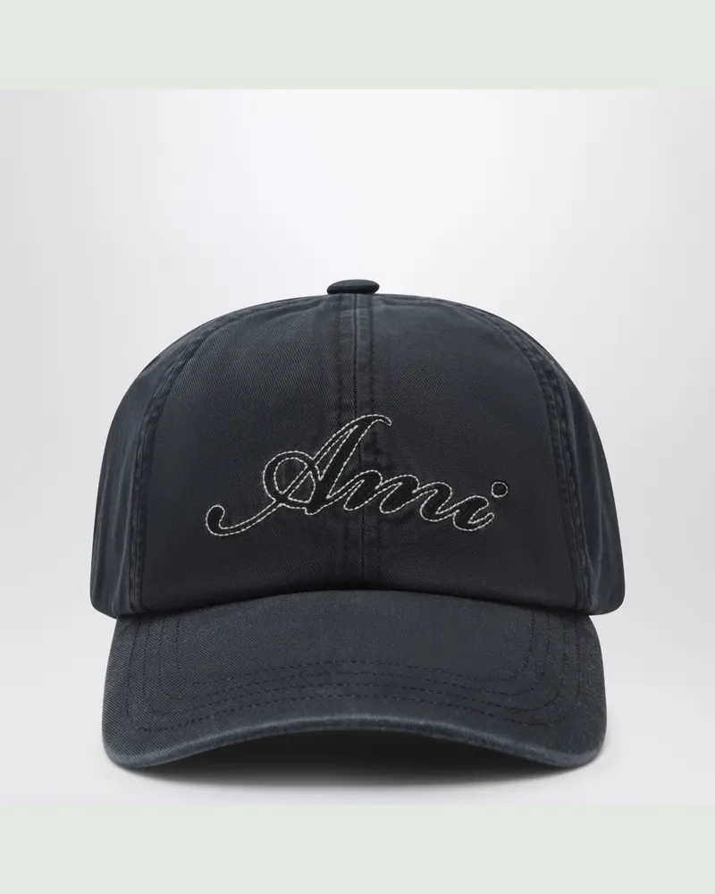 AMI Paris Faded black cotton cap Black