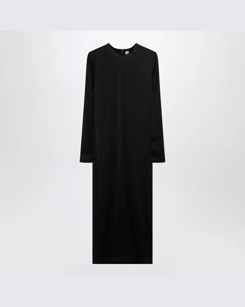 Totême Schwarzes Midikleid aus glänzender Viskose Schwarz