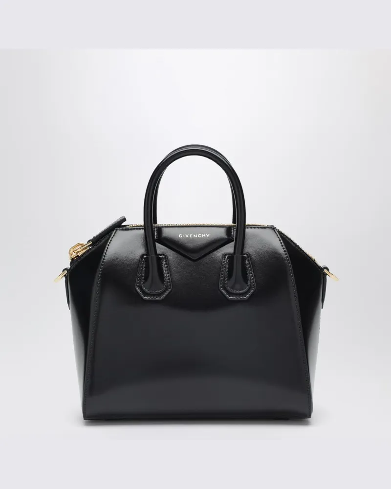 Givenchy Antigona Mini-Tasche aus schwarzem Box-Leder Schwarz
