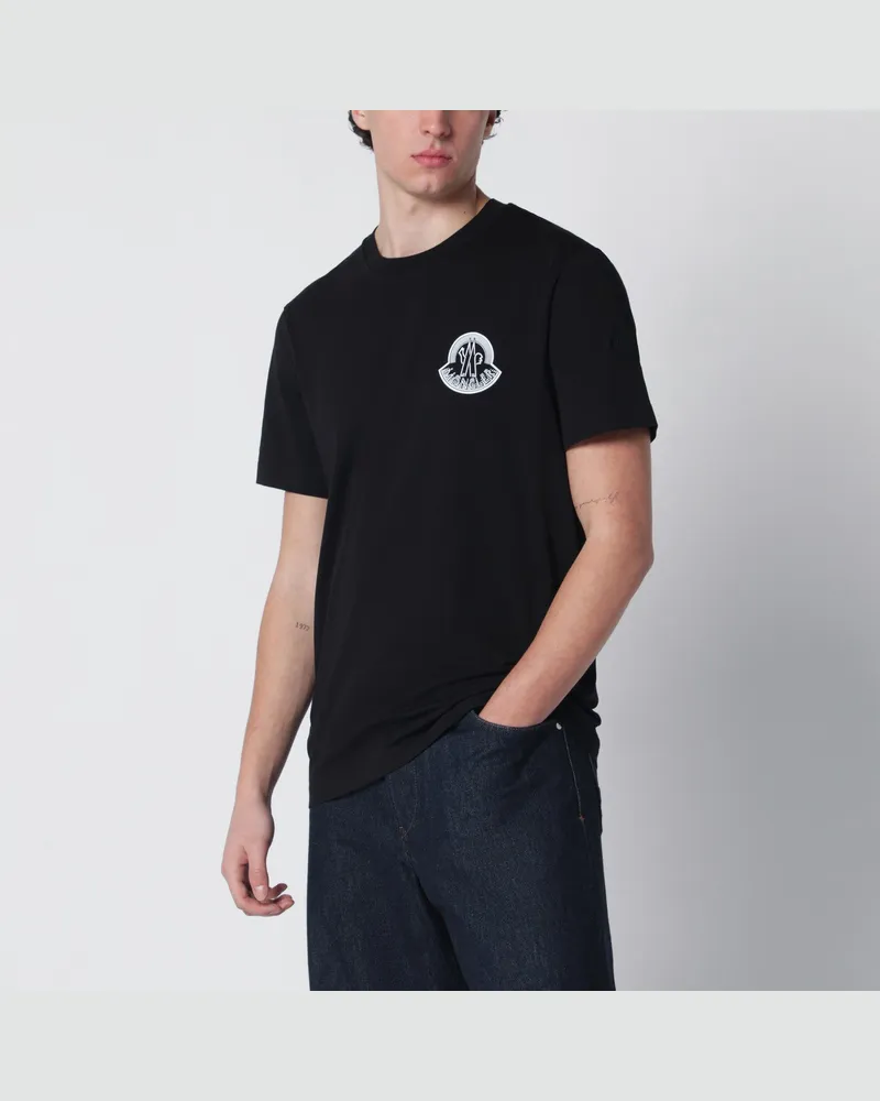 Moncler Schwarzes T-Shirt mit Logoprint Black