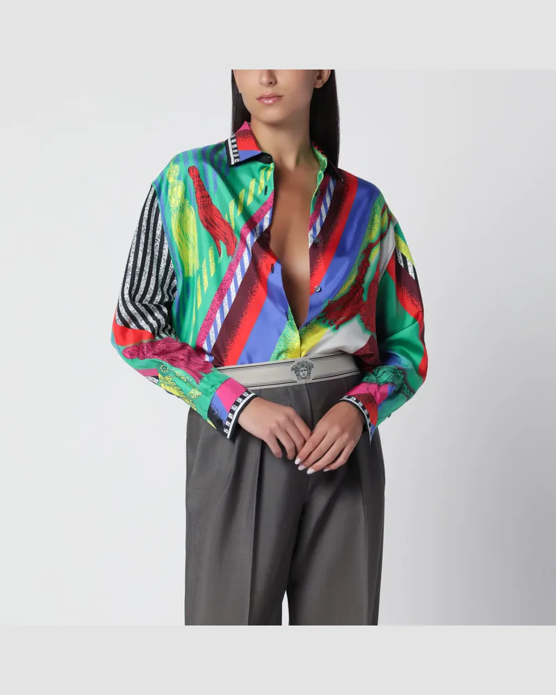 Versace Hemd Formula 6 in rosa Seidentwill Multicolor