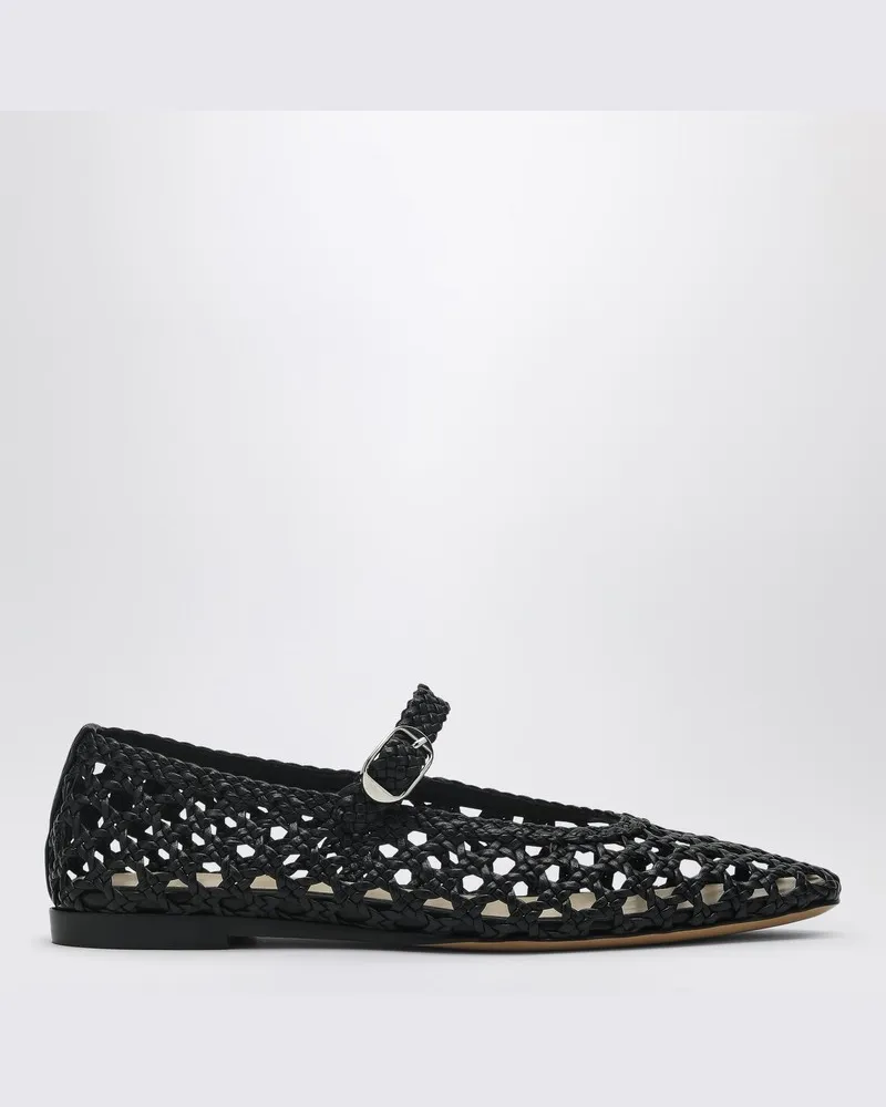 Le Monde Béryl Schwarzer Ballerina Woven Mary Jane mit Flechtmuster Schwarz