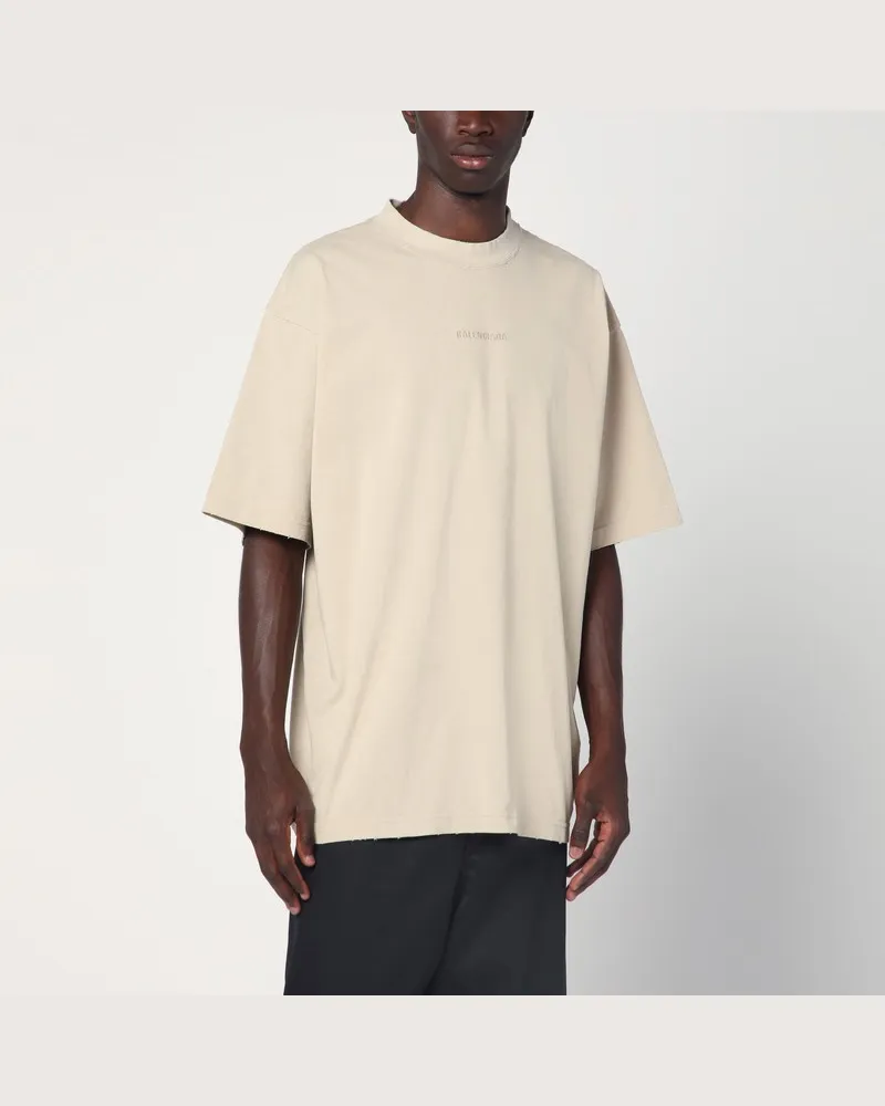 Balenciaga Beiges New  Back Medium Fit T-Shirt Beige