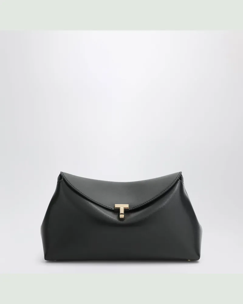 Totême Schwarze T-Lock-Clutch aus Leder Black
