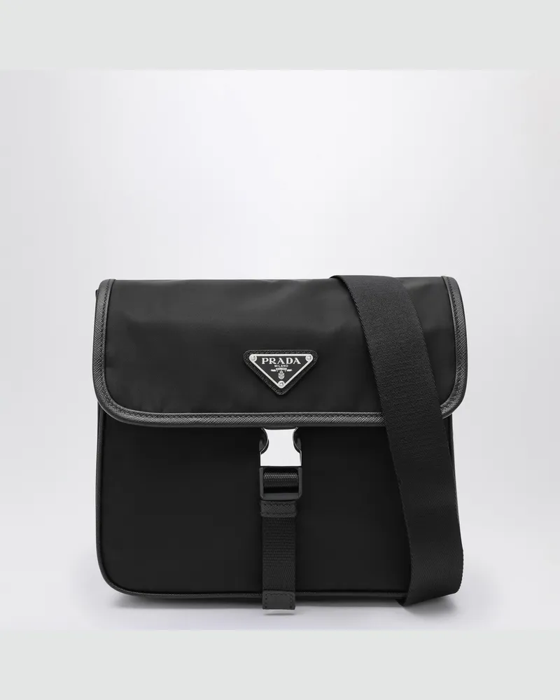 Prada Schultertasche aus Re-Nylon und schwarzem Saffiano Black