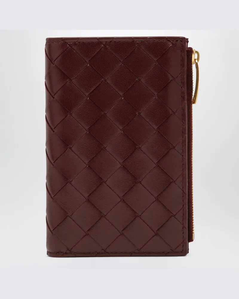Bottega Veneta Mittelgroße Barolo-farbene Bi-Fold-Geldbörse in Intrecciato Rot