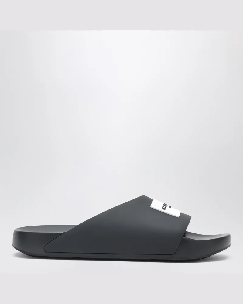 Givenchy Label flache Mules aus schwarzem Gummi Black