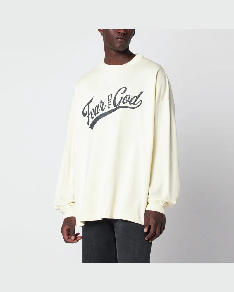 Fear of God Merch Long Sleeve T-Shirt in Chalk Cotton White