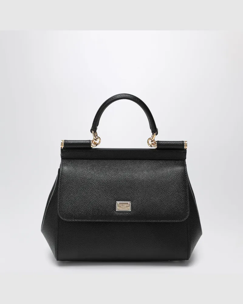 Dolce & Gabbana Mittlere schwarze Sicily Handtasche Black