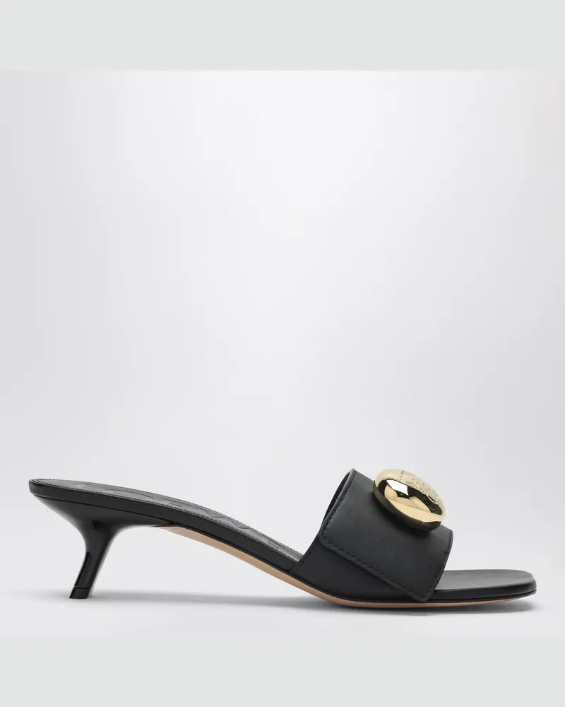 Loewe Pebble Slides aus weichem schwarzem Kalbsleder Black