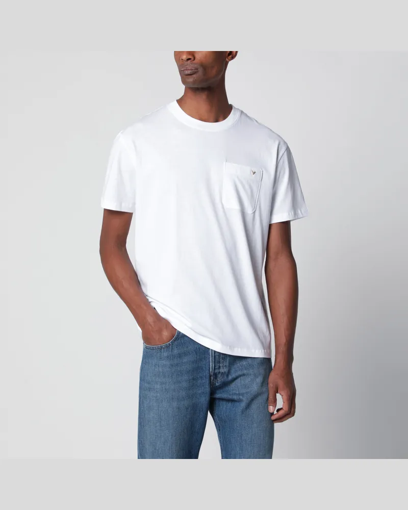 Valentino Garavani Weißes Baumwoll-T-Shirt mit VGold White