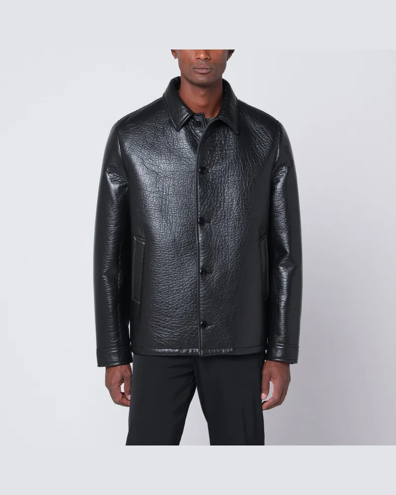 Prada Schwarze Jacke aus Nappaleder Schwarz