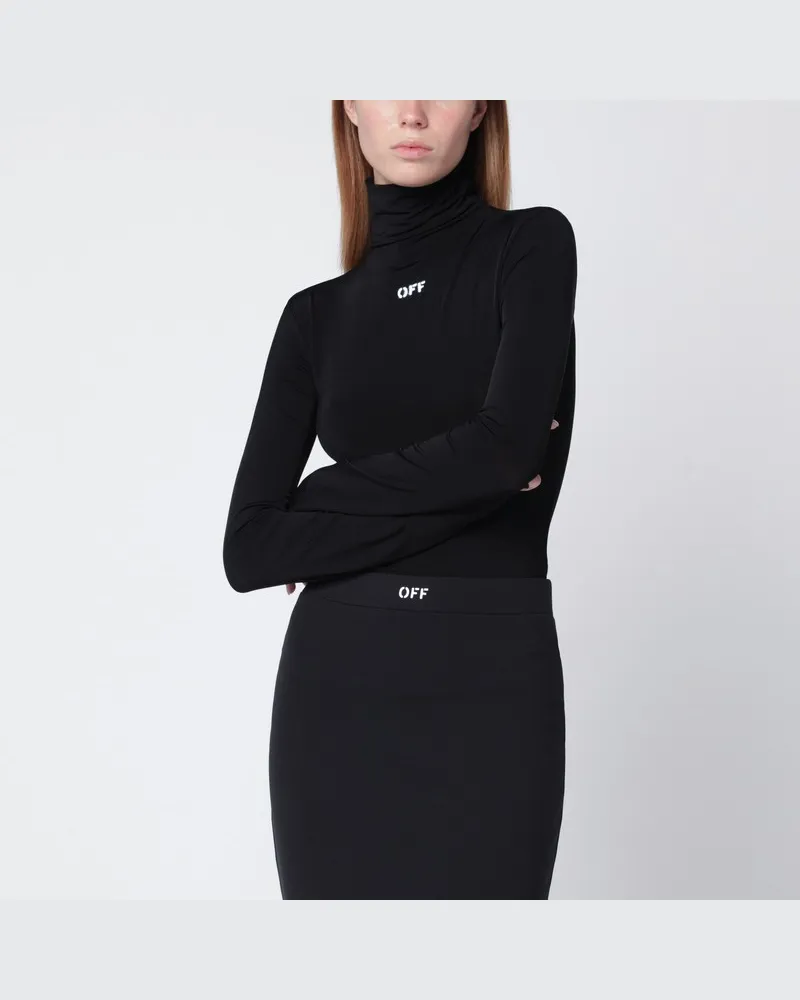 OFF-WHITE Schwarzes Rollkragentop mit OFF-Logo Schwarz