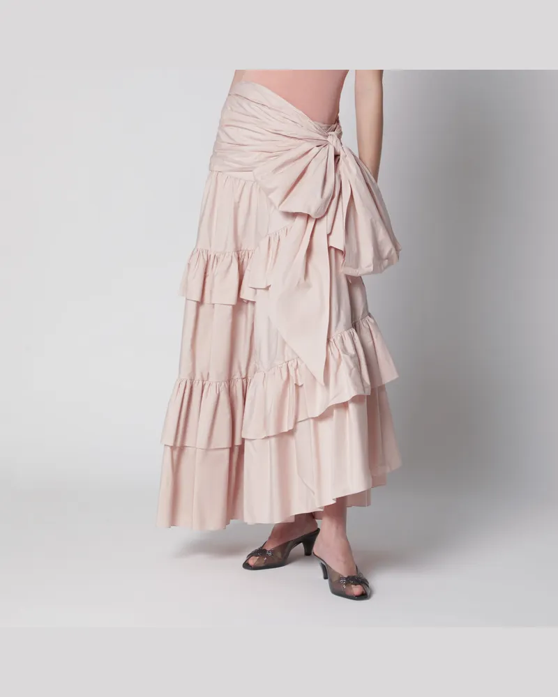 Chloé Langer Rock mit Volants aus Bio-Baumwollpopeline in Rosa Pink