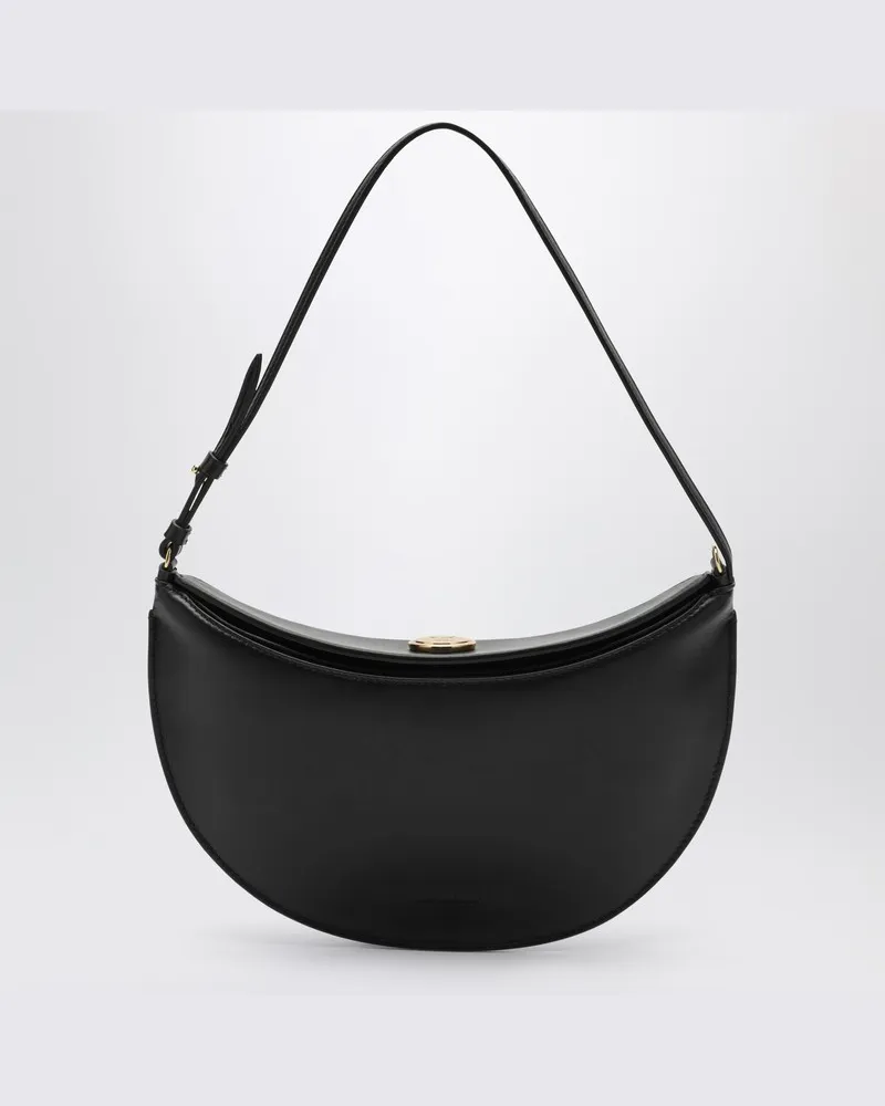 Jacquemus Kleine Ovalo-Tasche aus schwarzem Leder Schwarz