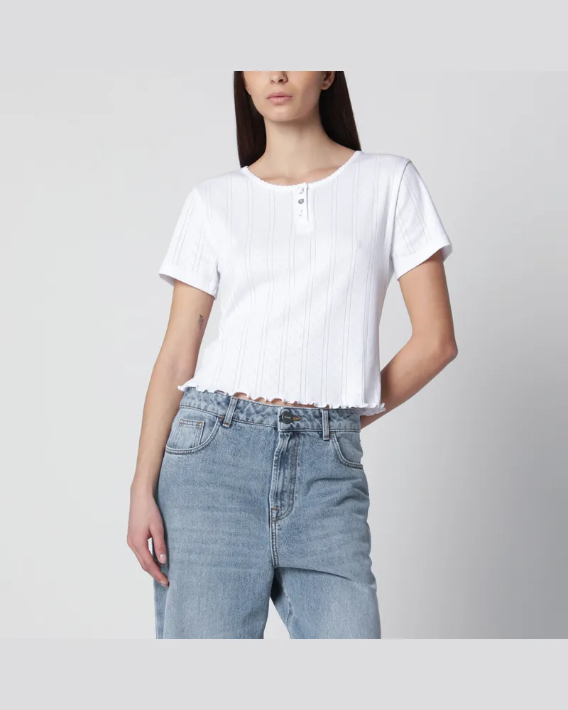 Róhe Weißes Cropped-Baumwoll-T-Shirt White