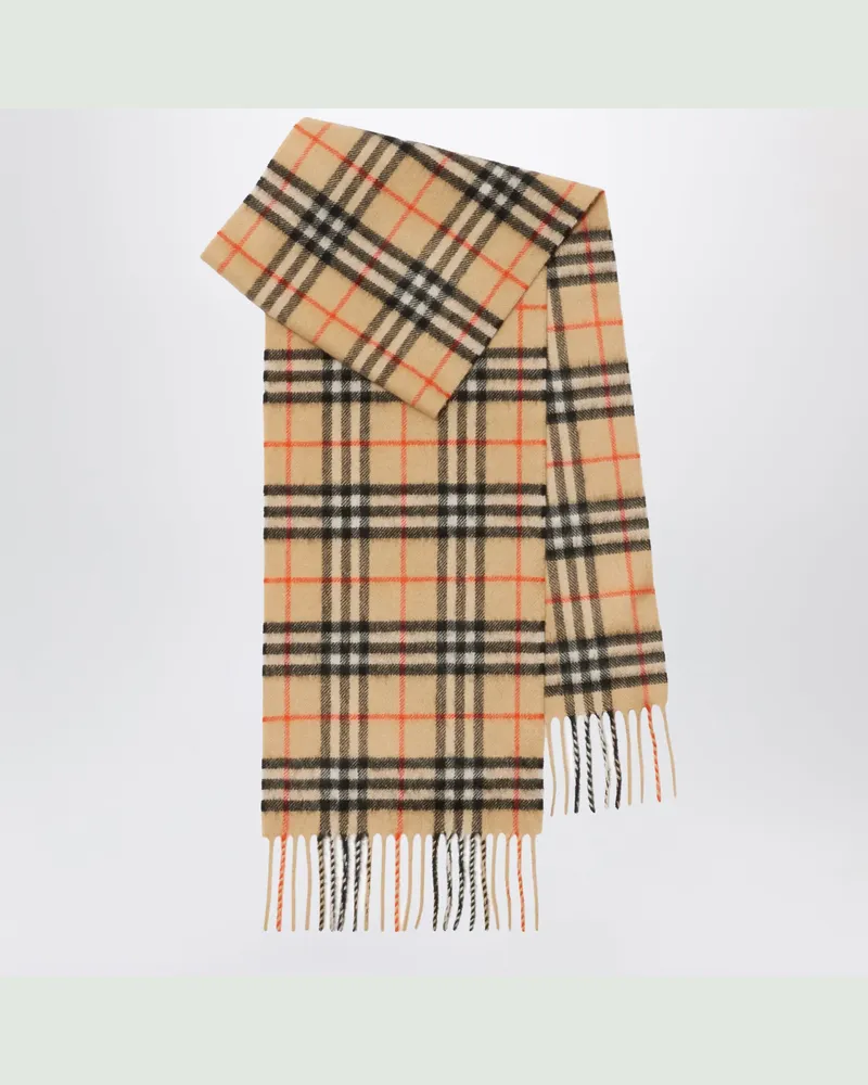 Burberry Beigefarbener Schal mit Karomuster aus Kaschmir Beige