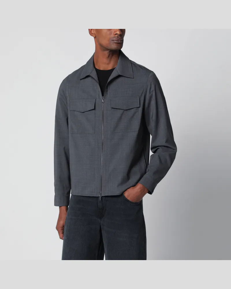 Biagio Santaniello Graue Jacke mit Reißverschluss aus Wollmischung Grey