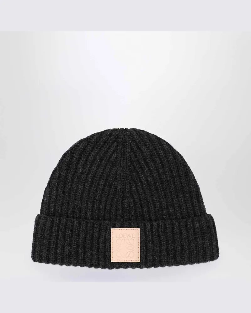 Loewe Schwarze gerippte Kaschmirmütze Black