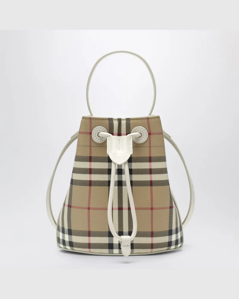 Burberry Mini-Beuteltasche mit Check-Muster Beige